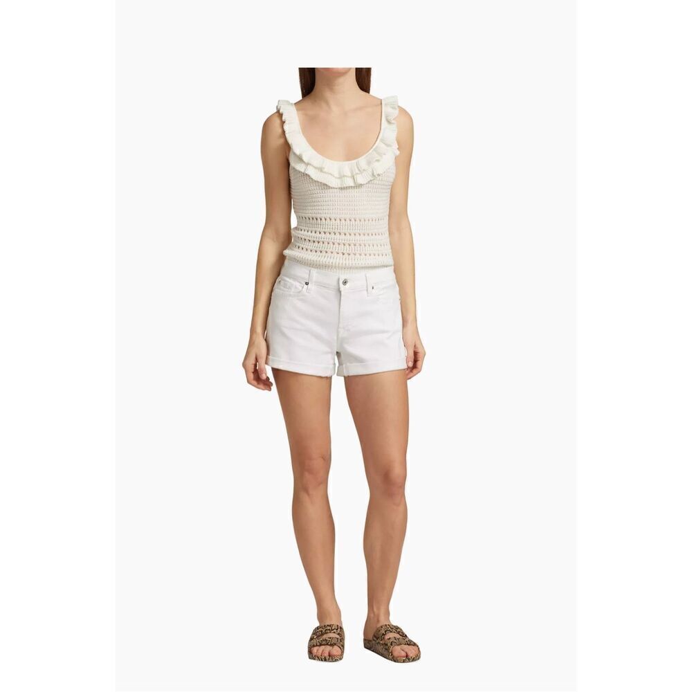 7 For All Mankind Mid Toll White Denim Short